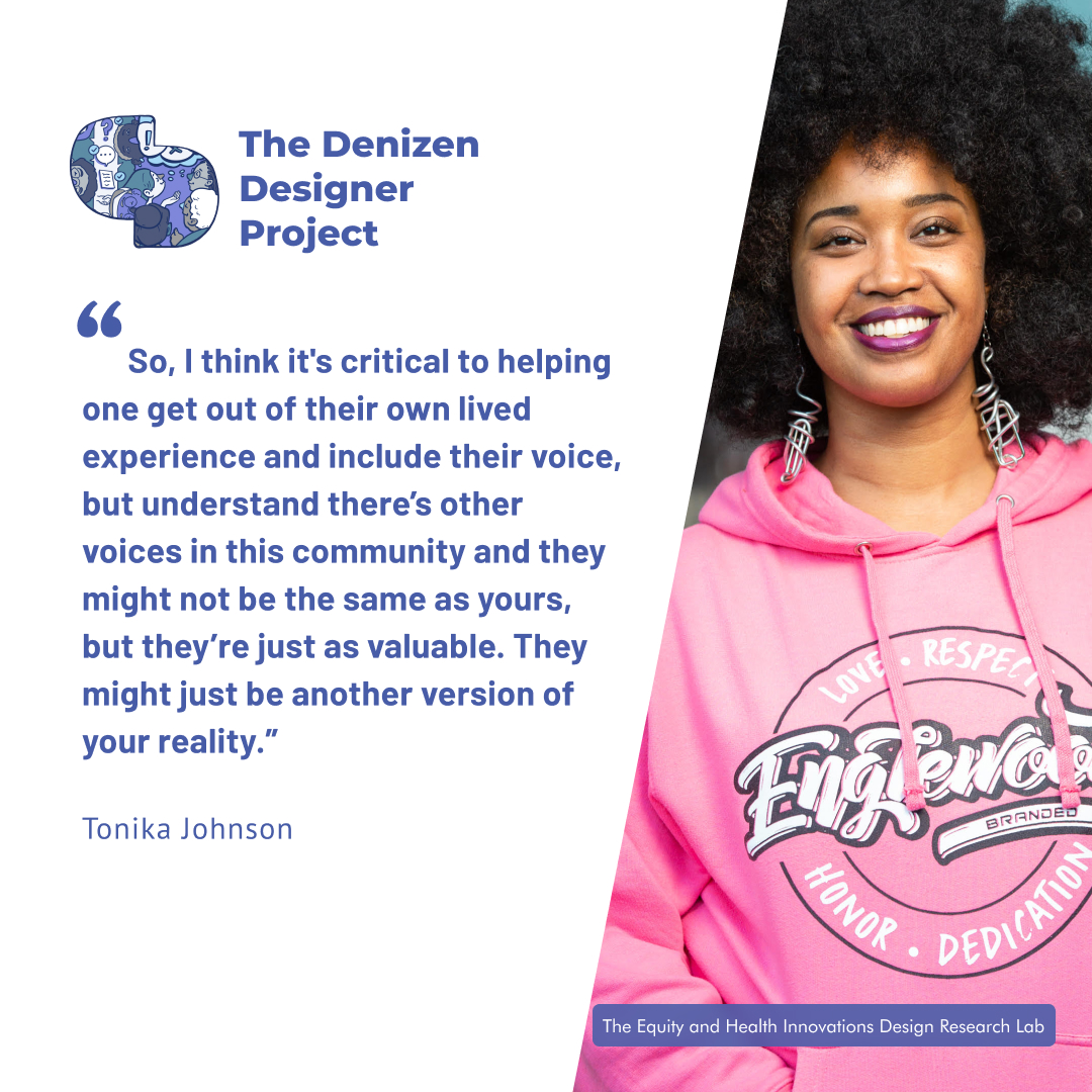 ehi_lab's tweet photo. In a survey of community designers here is what 
Tonika Johnson had to say about Space Making. 
👉https://t.co/Od4un8gC3f
#designer #codesign #participatorydesign #UCD #denizendesigner #design #equity #power https://t.co/nBng4kGJ1z