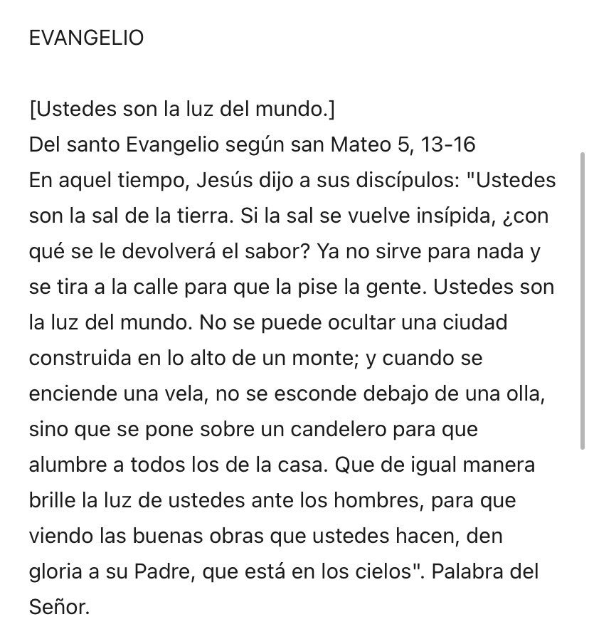 jalisco52's tweet photo. EVANGELIO DEL DÍA 8 DE JUNIO DE 2021

Ustedes son la luz del mundo.

Del santo Evangelio según san Mateo: 5, 13-16 https://t.co/VGsFWza8uV