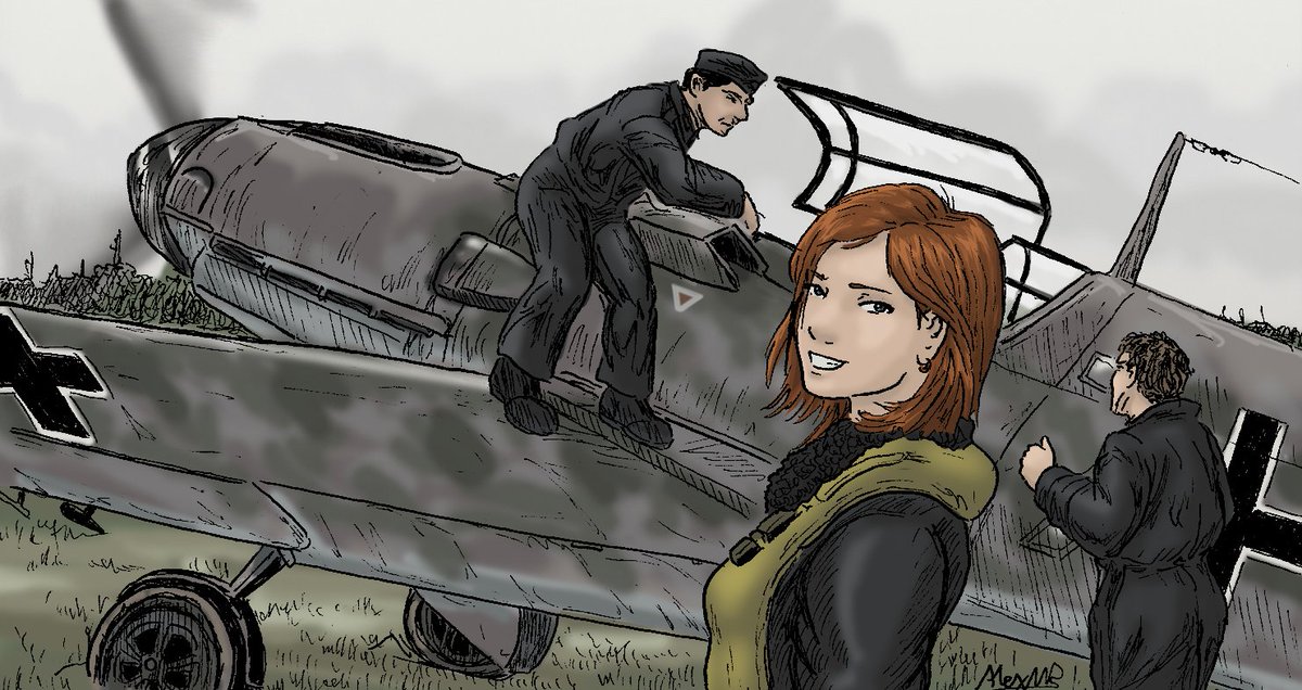 shabazik's tweet photo. A rather old drawing, back from 2010, that later I added some colours. It was a character of a friend, the lady pilot.
#bf100 #Messerschmitt #fighter #airplane #ww2
(I for sure hope it's not a repost. At least I don't think I had posted it before) https://t.co/pFf7U2Tr44