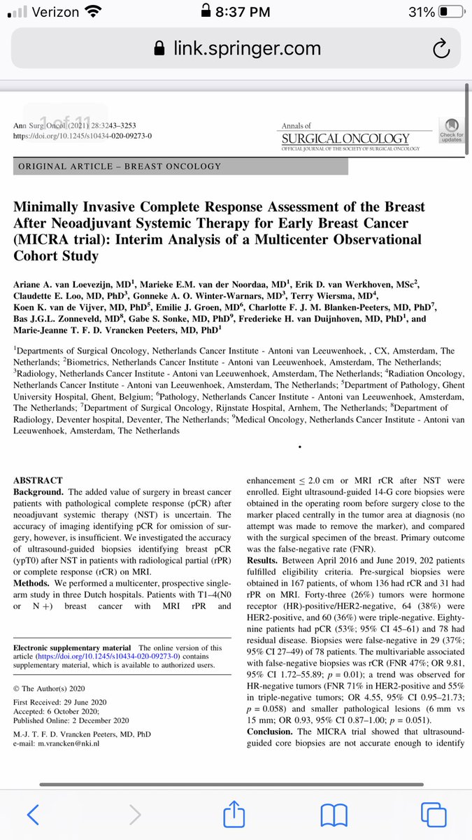 Chatterjeeonco1's tweet photo. US guided biopsies have high false negative rates even in triple neg or Her2+ breast cancers after neoadj chemo according to #MICRA level 1 study interim analysis... surgery still needed. https://t.co/aL5y9Mf4QS