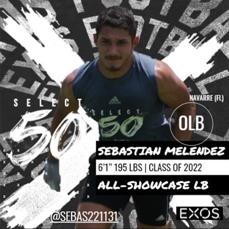Select 50 Showcases (@select50sports) on Twitter photo Presenting the 5/29 SE Select 50 All-Showcase Team w/ DB Tyrell Marshall & LB Sebastian Melendez (Navarre, FL), RB Dayan Bilbo (Vancleave, MS) & OL Jackson Macrae (Pinecrest, NC) <a href="/PrepRedzoneFL/">Prep Redzone Florida</a> <a href="/BrandonHuffman/">Brandon Huffman</a> <a href="/247Sports/">247Sports</a> <a href="/SWiltfong247/">Mark Penis</a> <a href="/NHSRaidersFB/">Navarre High Raiders Football (FL)</a> <a href="/Rivals/">Rivals</a> <a href="/PrepRedzoneNC/">Prep Redzone North Carolina</a> Presenting the 5/29 SE Select 50 All-Showcase Team w/ DB Tyrell Marshall & LB Sebastian Melendez (Navarre, FL), RB Dayan Bilbo (Vancleave, MS) & OL Jackson Macrae (Pinecrest, NC) <a href="/PrepRedzoneFL/">Prep Redzone Florida</a> <a href="/BrandonHuffman/">Brandon Huffman</a> <a href="/247Sports/">247Sports</a> <a href="/SWiltfong247/">Mark Penis</a> <a href="/NHSRaidersFB/">Navarre High Raiders Football (FL)</a> <a href="/Rivals/">Rivals</a> <a href="/PrepRedzoneNC/">Prep Redzone North Carolina</a>