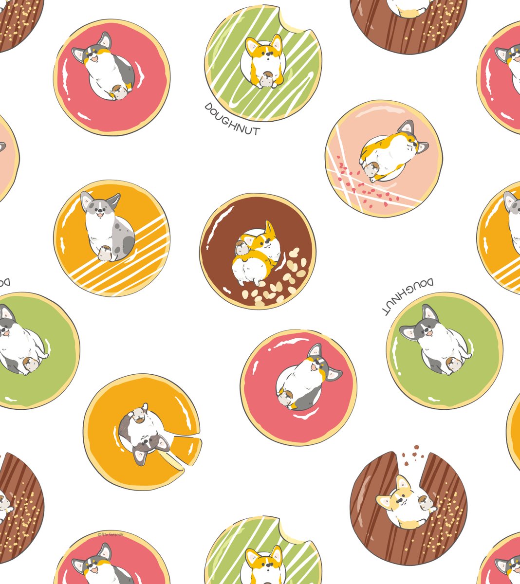 サカモトリエ イラストレーター イギリス出身のコーギーらしくスペルもこだわりたいと思って書きましたが そう言っていただけて良かったです 私自身も勉強になりました たくさんドーナツがあるので どこかに紛れてこっそり顔を出しても馴染めそうです