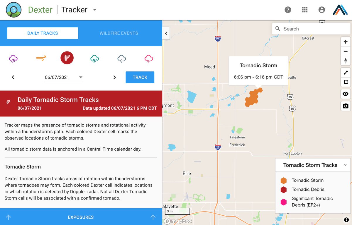 WeatherIntel's tweet image. Some impressive pictures have been shared on social media of a land spout near Erie, CO today. Even with the small scale storm our tornado product picked it up! #erietornado #coloradowx