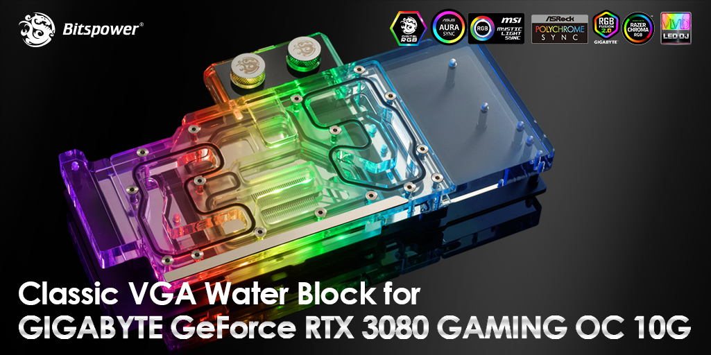 BitspowerHQ's tweet image. Our new Classic #VGAWaterBlock for @GIGABYTEUSA @NVIDIAGeForce #RTX3080 GAMING OC 10G mixes performance with style. Features a nickel and chromium plated copper base plate, tough/sleek acrylic top, and #digitalRGB to make your card shine.

Preorder here: bp.cool/3fq567