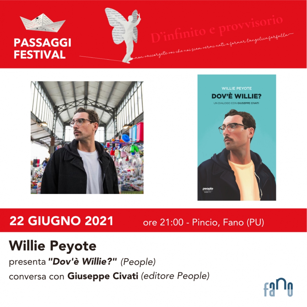 passaggicultura's tweet photo. IL #22giugno, alle 21, al Pincio di #Fano, @willie_peyote e @civati parteciperanno alla rassegna #FuoriPassaggi-Music&amp;Social e presenteranno “Dov’è Willie? Un dialogo con Giuseppe Civati” @peoplepubit

Gli autori di #passaggifestival #edizione2021👇
https://t.co/FuLXDOMpcU https://t.co/Rrm9q3mmZE