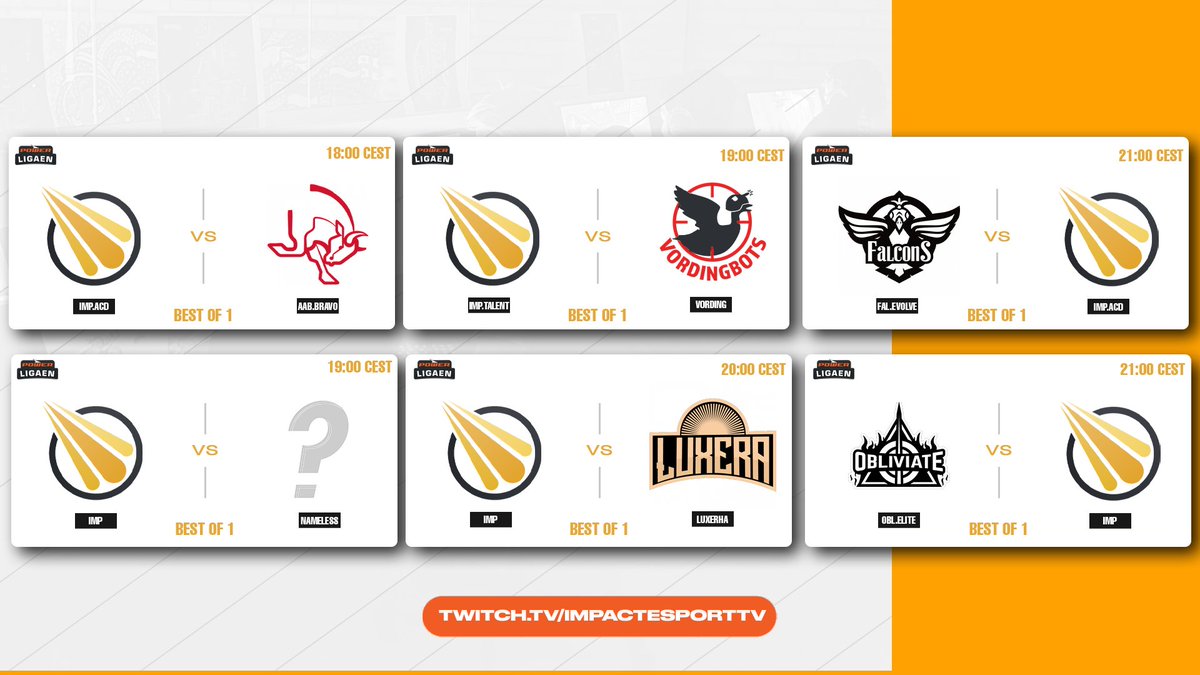 XIESPORTGG's tweet image. MATCHDAY IN POWER LEAGUE

Impact Marcellos: Must play against #nameless,
#LuxeraGourmet and @ObliviateEsport Elite

Impact Academy: Must play against @AaBesport Bravo and @FalconsEvolve 

Impact Talent: Have one only one match tonight against #Vordingbots