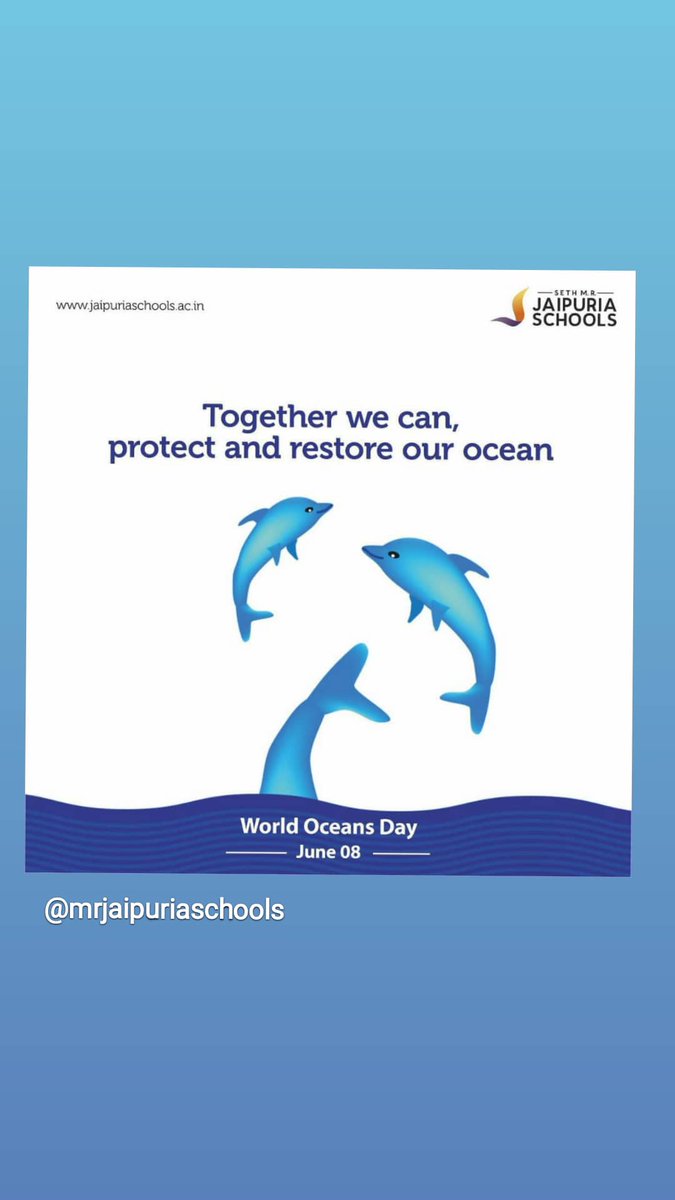 Together we can, protect and restore our ocean #WorldOceansDay #smrjs #jaipuriaschools #onlinelearning #covid_19 #admissionsopen2021 #admissionsopen #onlineschool #nolockdownonlearning