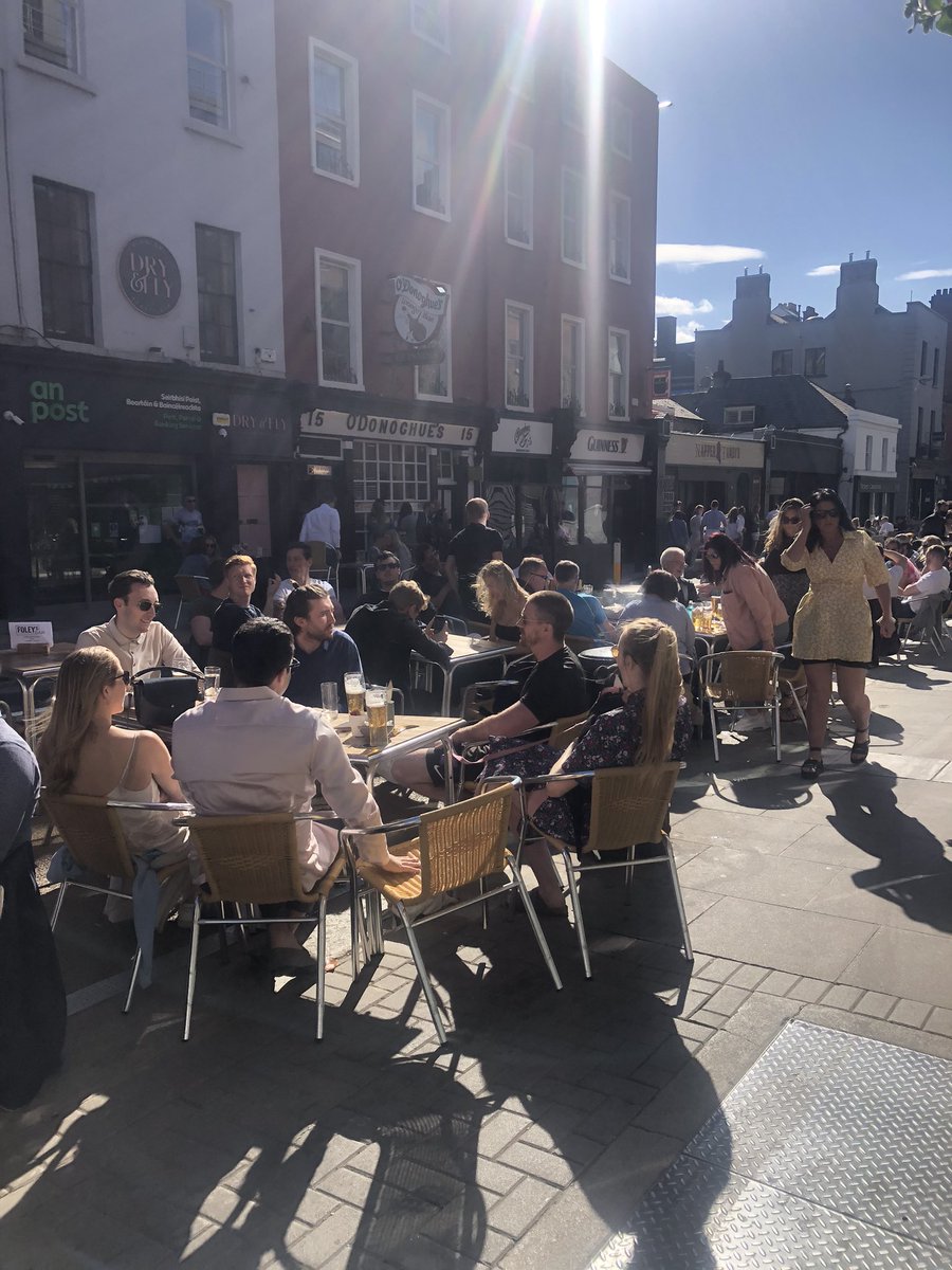 hugosrest's tweet photo. And so it begins!😁Huge congrats to our neighbours @ODonoghues15 &amp; @FoleysDublin who reopened yesterday!🎉We are diligently working on the screens &amp; herb planters for the street- vast project! It’s going to be gorgeous😍❤️
🙏@DubCityCouncil 
#MerrionRow #pedestrianisation #BOOMR https://t.co/QZx0Unxt3U