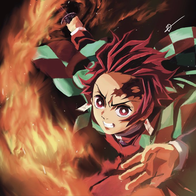 ユーキ@スポーツイラストレーターさんがTwitterに投稿した竈門炭治郎(鬼滅の刃)のイラスト。