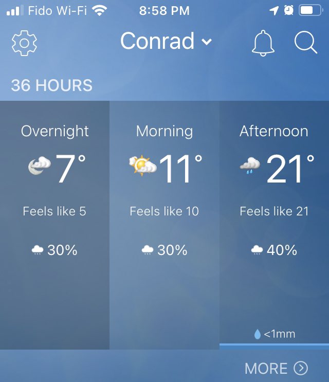 chinridge's tweet photo. When your 10-15 mm forecast suddenly becomes <1 mm :(
….and if you are wondering where Conrad AB is well I am too but it seems to be a map dot near our farm se of Taber https://t.co/XGSnAyKyoF