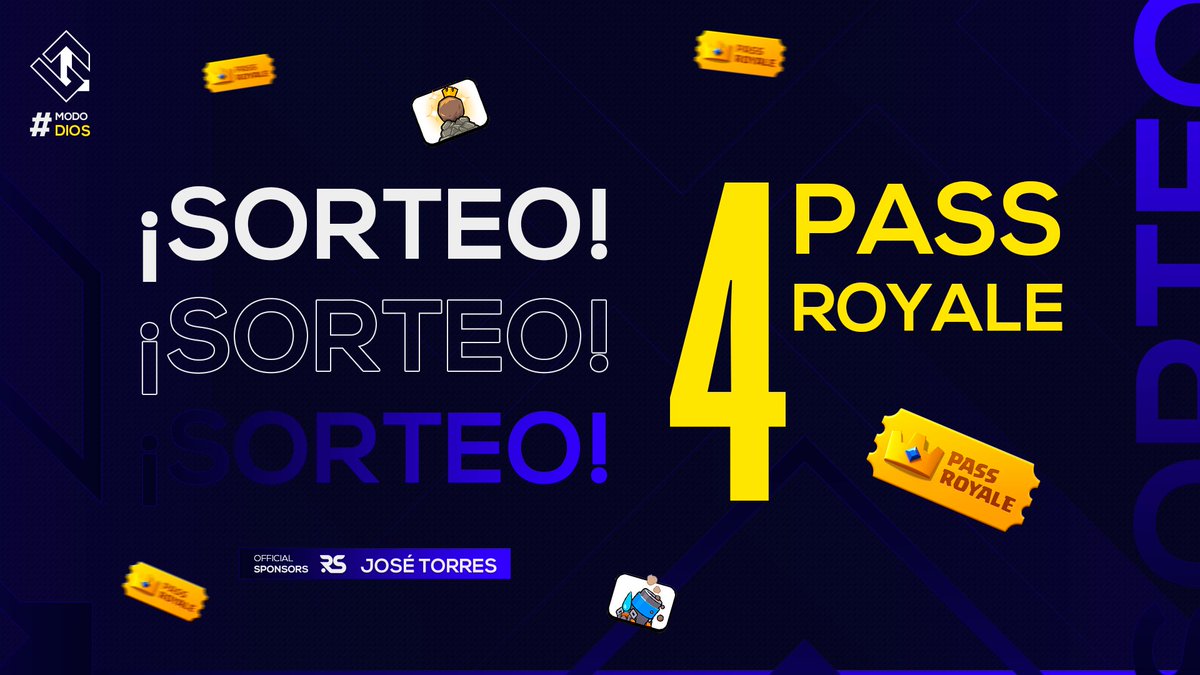 #ClashRoyale #Sorteo #ModoDios

Sorteo por 4 pases Royale.
Requisitos: etiquetar a 3 amigos y seguir a:

<a href="/GodLevel_/">GodLevel Gaming 🎄</a> 
<a href="/WayoRamos/">Eduardo Ramos</a> 
@Fabri13_CRV 
<a href="/TsPorti08/">Porti だら</a> 
@JCZBGFX
<a href="/AndresC08YT/">🤘🏻</a> + suscripción en su canal de YT.

Sorteo 📅14-6-21 en el canal de <a href="/AndresC08YT/">🤘🏻</a>