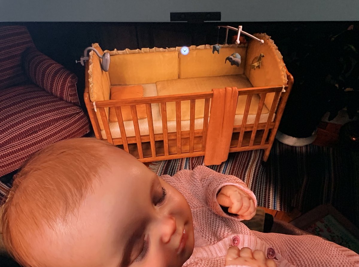 DanielHaffner's tweet photo. Was showing off to actual parents that I was taking care of this baby in #ResidentEvilVillage but then 
@ErinWagner12 pointed out that I was endangering my baby with the use of crib bumpers 😮😭 https://t.co/2aWVsuIyRt https://t.co/ZBiwW6K9Bm