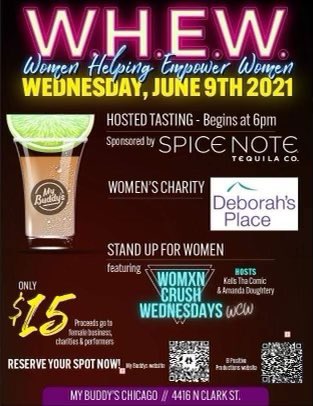 Come have a drink with our founder Sheetal Bhagat at W.H.E.W: Women Helping Empower Women—a charitable event featuring #womxncrushwednesdays comedy show at <a href="/MyBuddysChicago/">My Buddy's</a>! Get tickets for this Wednesday, June 9th at 6PM. Link in bio for details. #SpiceNoteTequila