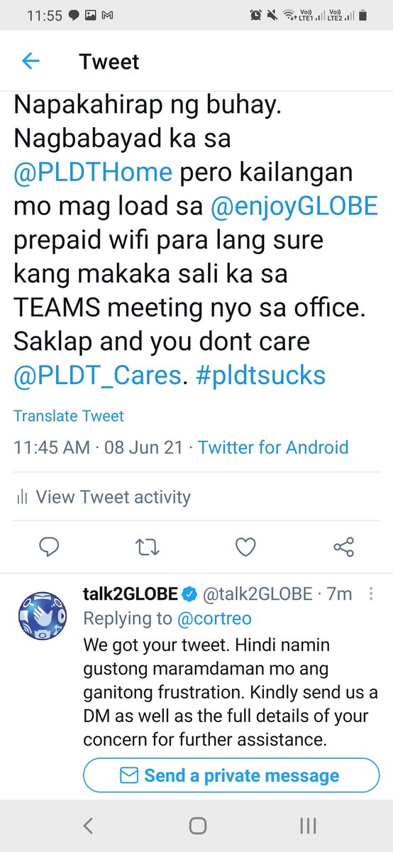 cortreo's tweet photo. Buti pa si Globe o. Nagpaparamdam. #pldtsucks https://t.co/AaPml6TvUd