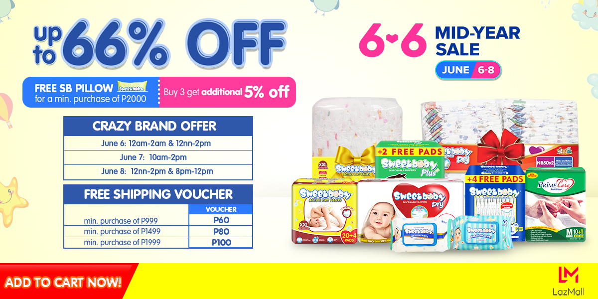 quantapaper's tweet photo. LAST DAY ALL IN PRICE DROP📢 on Lazada 6.6 Mid-Year Sale! 🎉Checkout now with up to 66% OFF + Vouchers, Free Shipping &amp; Super Discount Offers. Checkout now until 11:59 PM today.

SweetBaby Official Lazada Store:
https://t.co/UMBQdnhC1y

#LazadaPH66 #LazadaMidYearSale https://t.co/AmajIpWfab