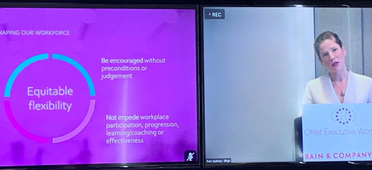 CEWAus's tweet photo. Agathe Gross, @Bainalerts “The research shows employees want more flexibility, but they’re also concerned about career opportunities &amp; promotions if they do work flexibly… we need to be aware of unintended consequences.” #Equitableflexibility @CEWAus https://t.co/V3XMARBvlz https://t.co/6sxXC0qaKv