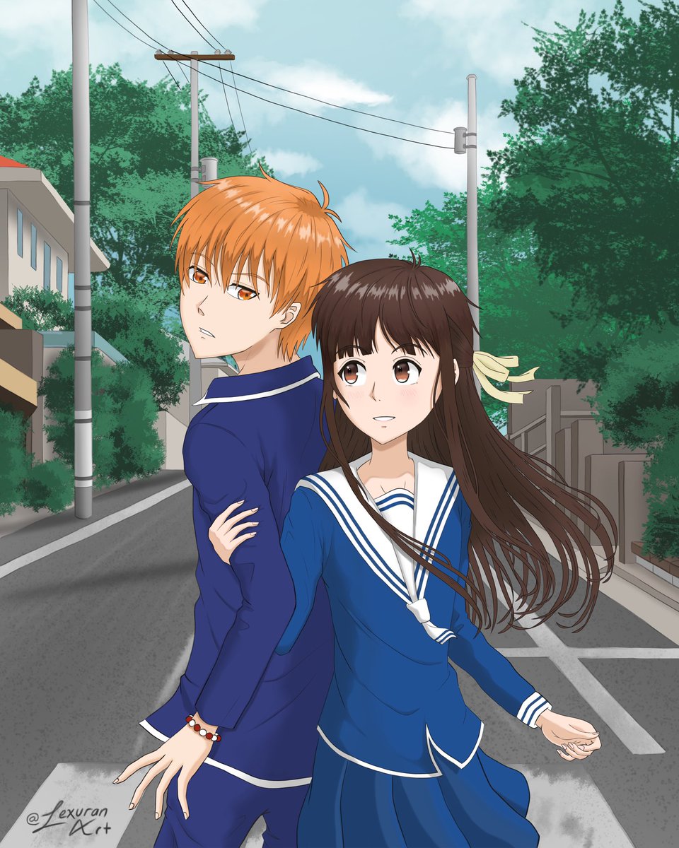 lexuran_art's tweet photo. Been loving Fruits Basket lately that I wanted to draw my favorite pair of characters along with a background. It was worth the amount of time making this #fruitsbasket #fruba #furuba #フルバ #フルーツバスケット #kyo #tohru #kyoxtohru #kyoru https://t.co/JBPGzWABWx