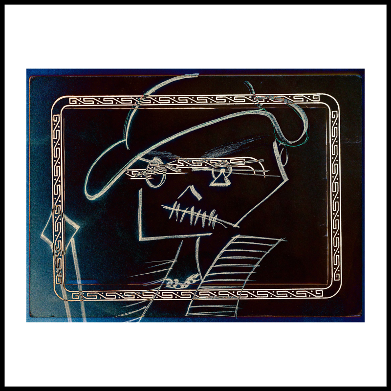 tsmithstudios's tweet photo. Zulu Cowboy. Digital art. The figure was a sketch and the rest is actually a paper frame for an antique photograph. One for a tintype I believe. The two were digitally layered together. 

#contemporaryart #modernart #mixedmedia #modernartist #contemporarycurator #zulucowboy https://t.co/nRGiGtgOpV