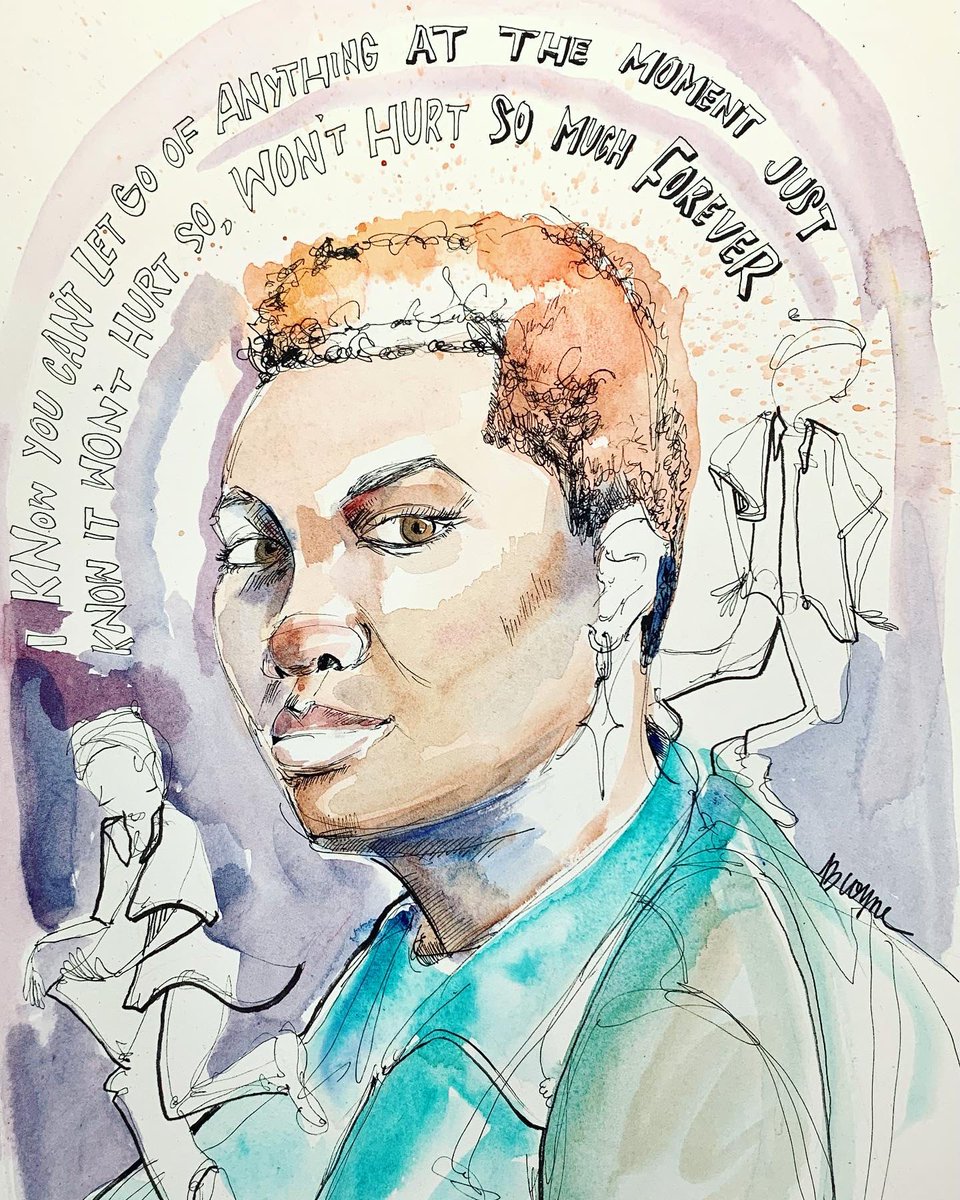BridgetteCoyne's tweet photo. @arloparks song “Hurt” is one of the best songs I’ve heard this year ~ go check it out (&amp; give the music video a watch too!!!! I love those dance vibes) ~ here’s a tribute portrait I made a little bit ago #illustrator #illustration #portraits #arloparks #drawing #watercolor https://t.co/ouI0RBkReL