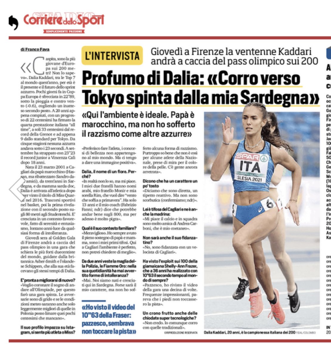 Il mondo felice di Dalia Kaddari oggi sul Corriere dello Sport.