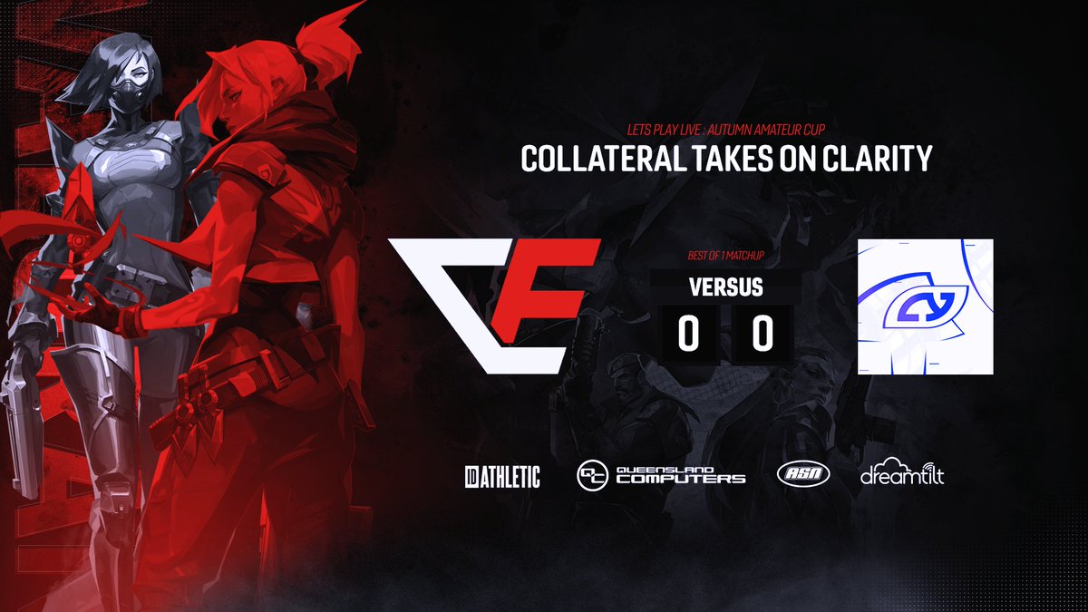 CollateralORG's tweet image. Tonight our @PlayVALORANT team takes on @ClarityESC in the @LPL_Play Autumn Amateur Cup at 6:30PM AEST! 

Good luck! 

#valorant #CESVAL #LPL