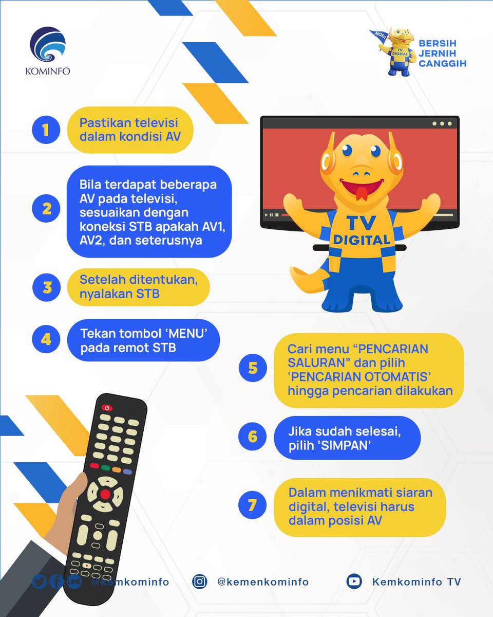 SobatKom, udah punya Set Top Box? Tapi bingung cara pakainya? Gimana sih langkah mencari saluran digital dengan Set Top Box (STB)?

^^Cowok gombal makan krecek
Cari sinyal digital check~

#SiaranDigitalIndonesia
#BersihJernihCanggih
#DukungMigrasiTVDigital
#2022beralihkeTVDigital