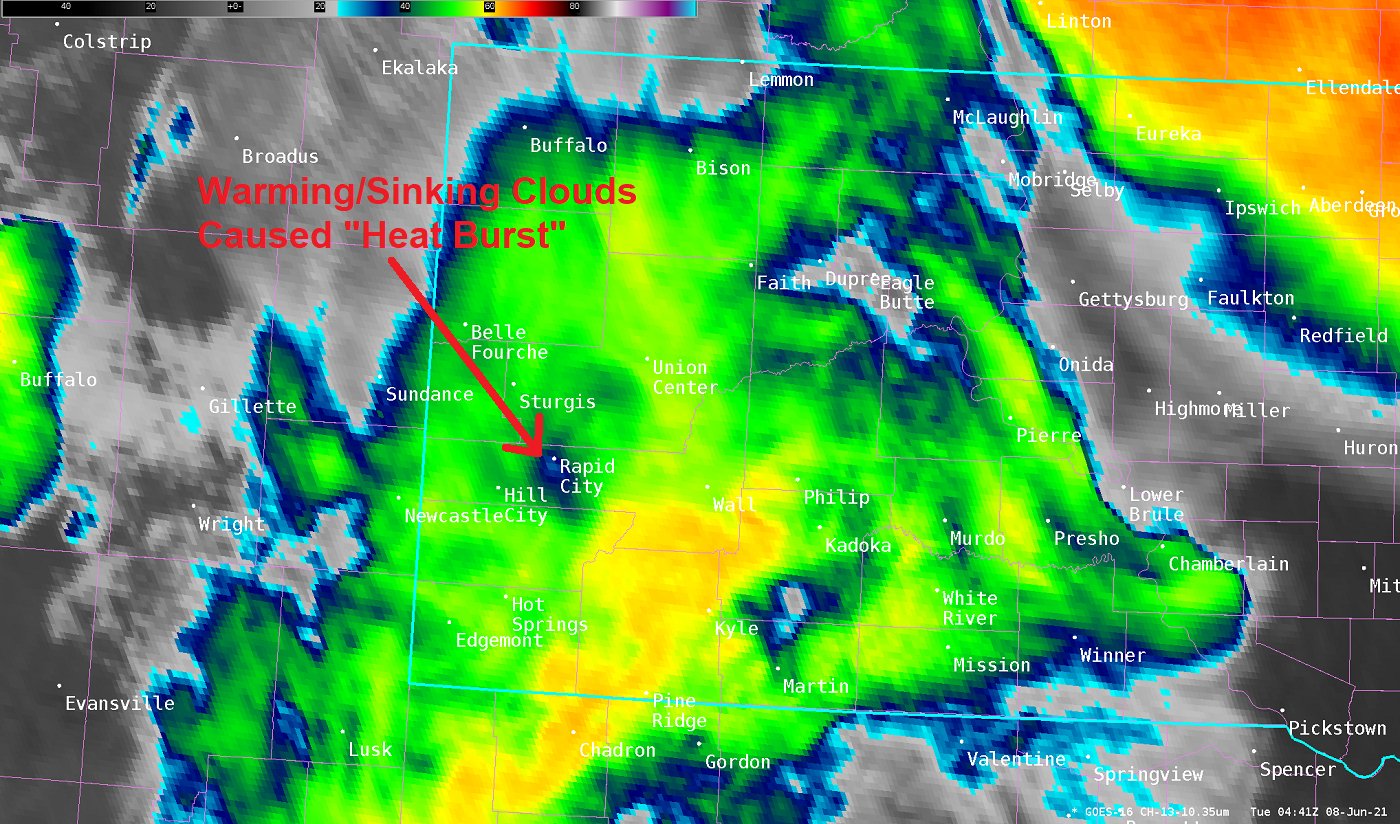NWS Rapid City on Twitter "6/7/21 1015 pm A heat burst occurred over