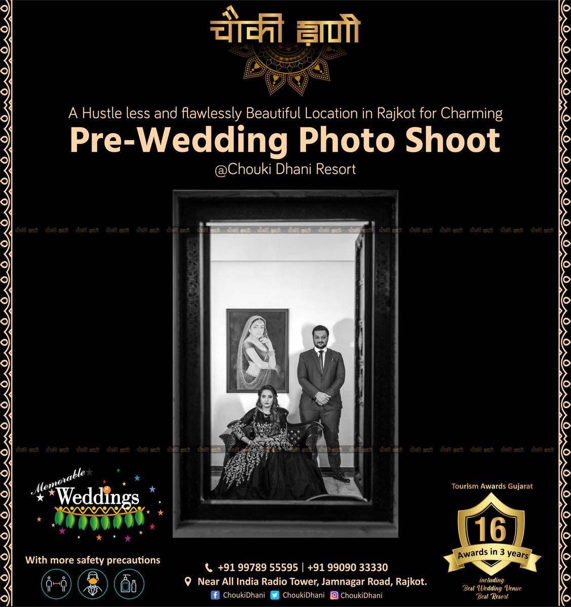 ChoukiDhani's tweet photo. A Hustle less and flawlessly Beautiful Location in Rajkot for Charming Pre-Wedding Photoshoot
@Choukidhani
Call: 9978955595
#Choukidhani #BeautfulLocation #CharmingShoot #PreWeddingShoot #BestLocation #ModernAminities #DesiTouch #Memorablewedding #wedding #preweddingphotos https://t.co/u3I5o7f8lb