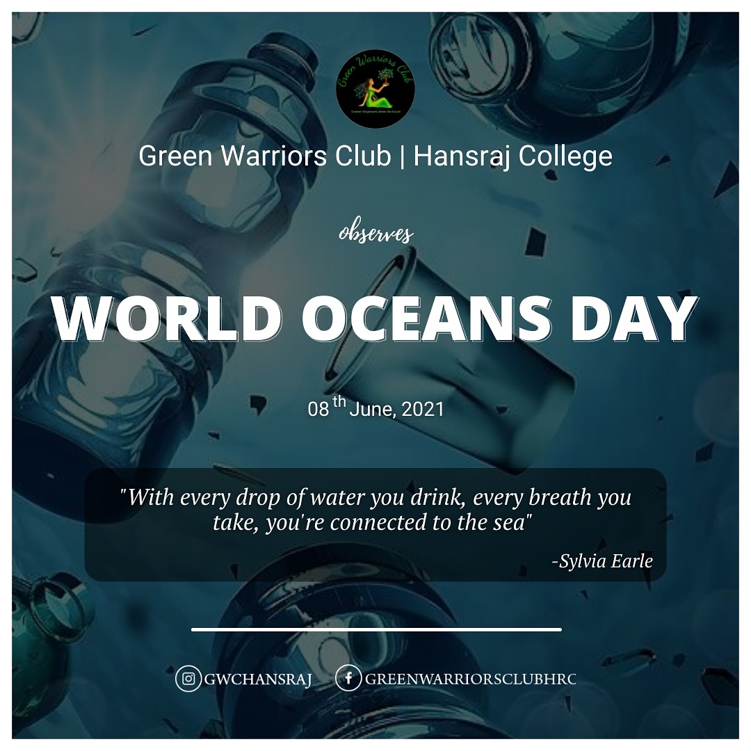 GreenHrc's tweet photo. Greetings from Green Warriors Club, Hansraj college 🌸

"Being out there in the ocean, God’s creation, it’s like a gift he has given us to enjoy". -Bethany Hamilton

#imagreenwarrior #greenwarriorsclub #worldoceansday 
#WorldOceansDay2021 https://t.co/RqmjvBuv7S