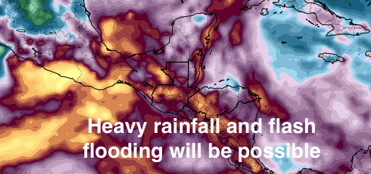 hurrtrackerapp's tweet photo. With a Central American gyre lurking, development will be possible in the Eastern Pacific/Gulf/West Caribbean regions. Uncertainty is high and any development will be sloooowwww with this type of setup. Regardless, lots of rain for Central America and SE Mexico. #tropics https://t.co/n11xfUaDW9
