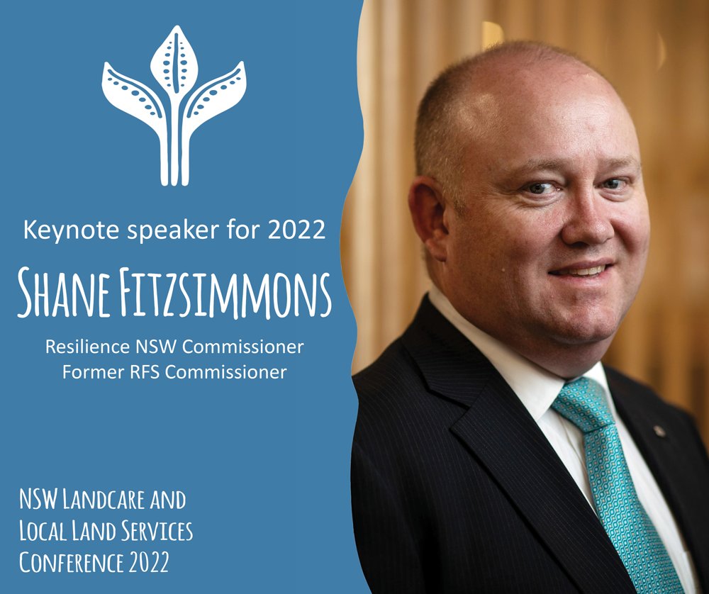 We are pleased to announce that <a href="/ShaneFitzAU/">Shane Fitzsimmons</a>, <a href="/ResilienceNSW/">Resilience NSW</a> and former <a href="/NSWRFS/">NSW RFS</a> Commissioner, will be the keynote speaker at the NSW Landcare &amp; Local Land Services Conference 2022 📢🎉