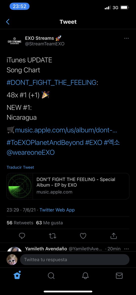 passjongin's tweet photo. Ya es N° 1 en Nicaragua 🛐

#EXO_iTunesUp

#DONT_FIGHT_THE_FEELING 
@weareoneEXO @exos_hoes @I_EXOLfromEXO @weareoneEXO https://t.co/gKP34JwRaa