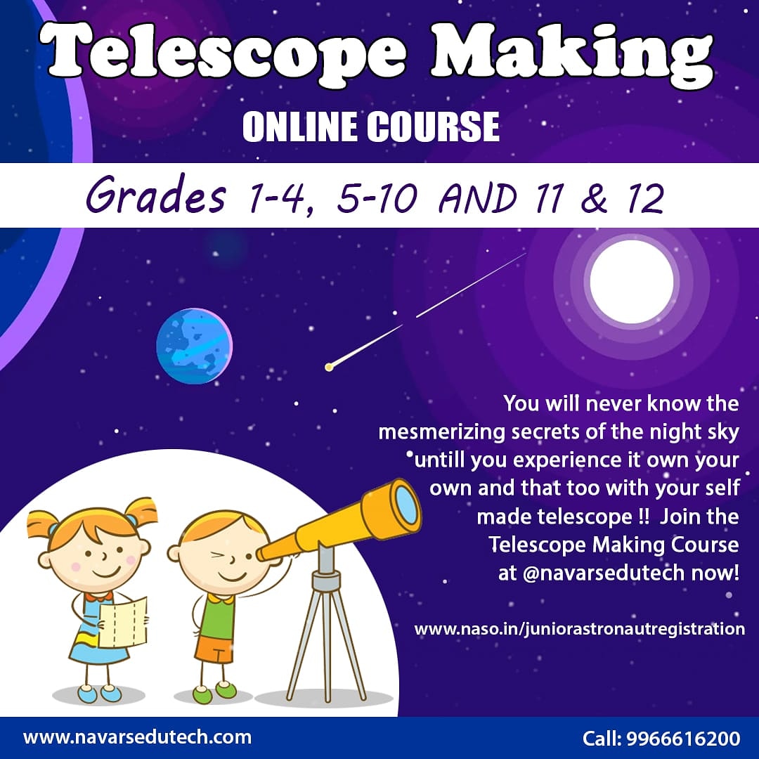 NavarsEdutech's tweet photo. Join us for the Best Telescope Making Course at @navarsedutech and stand out from others by discovering the lesser known world !
#telescope #telescopemaking #rocket #astronomy #astronomyclass #astronomyfacts #astronomylover #astronomyart https://t.co/Zuft5SNG2M