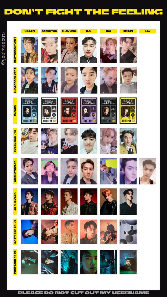 EXO DFTF DON'T FIGHT THE FEELING INCLUSIONS LIST ✓ photocard