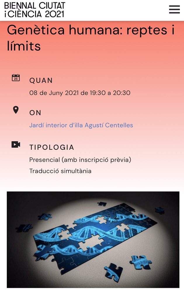 Nuria Montserrat (@nmontlab) on Twitter photo 📢 #BiennalCiutatiCiència We start today with a terrific program!Do not miss the round table on Human Genetics: challenges and limits. Moderated by <a href="/marcguellc/">Marc Güell</a> from <a href="/UPFBarcelona/">UPF Barcelona</a> with <a href="/LluisMontoliu/">Lluis Montoliu</a> <a href="/penningerlab/">PenningerLab</a> Annelien Bredenoord from <a href="/UMCUtrecht/">UMC Utrecht</a> Insoo Hyun from <a href="/harvardmed/">Harvard Medical School</a> 📢 #BiennalCiutatiCiència We start today with a terrific program!Do not miss the round table on Human Genetics: challenges and limits. Moderated by <a href="/marcguellc/">Marc Güell</a> from <a href="/UPFBarcelona/">UPF Barcelona</a> with <a href="/LluisMontoliu/">Lluis Montoliu</a> <a href="/penningerlab/">PenningerLab</a> Annelien Bredenoord from <a href="/UMCUtrecht/">UMC Utrecht</a> Insoo Hyun from <a href="/harvardmed/">Harvard Medical School</a>