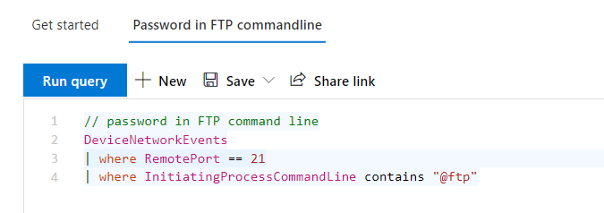 alexverboon's tweet image. Finding ftp passwords with #Microsoft365Defender advanced hunting. #kql #security #ThreatHunting