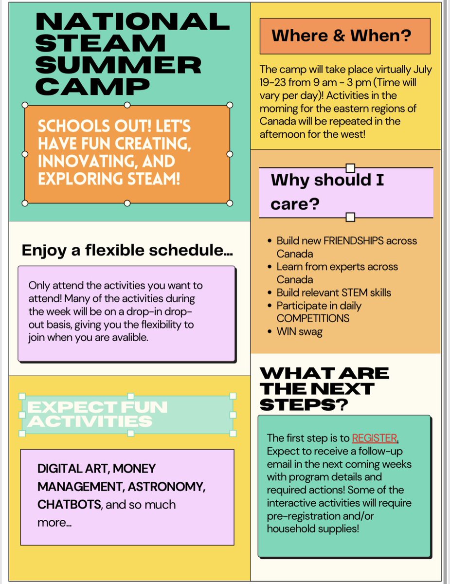 Great opportunity for students (Gr.7-12) - Virtual STEAM Camp July 19-23 Registration link: docs.google.com/forms/d/e/1FAI… <a href="/CDSBEO/">CDSBEO</a>