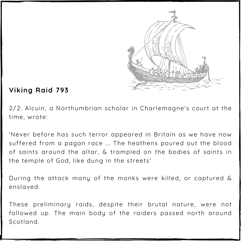 BritishHistorym's tweet photo. #otd 8 June 793 – Vikings raid the abbey at Lindisfarne in Northumbria, commonly accepted as the beginning of Norse activity in the British Isles.
#Vikings #Lindisfarne #Northumbria #Vikingraid #holyisland https://t.co/Kl2YeBKY2d