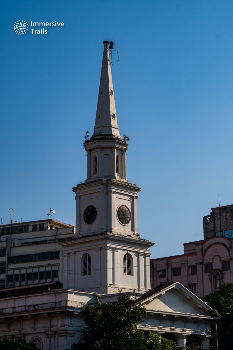 The spire of St Andrew's Kirk in #Kolkata. The #Scottish church once had an iconic weather cock mounted on top which dominated the #DalhousieSq landscape. However, #CycloneAmphan last year swept this historic weather cock away.