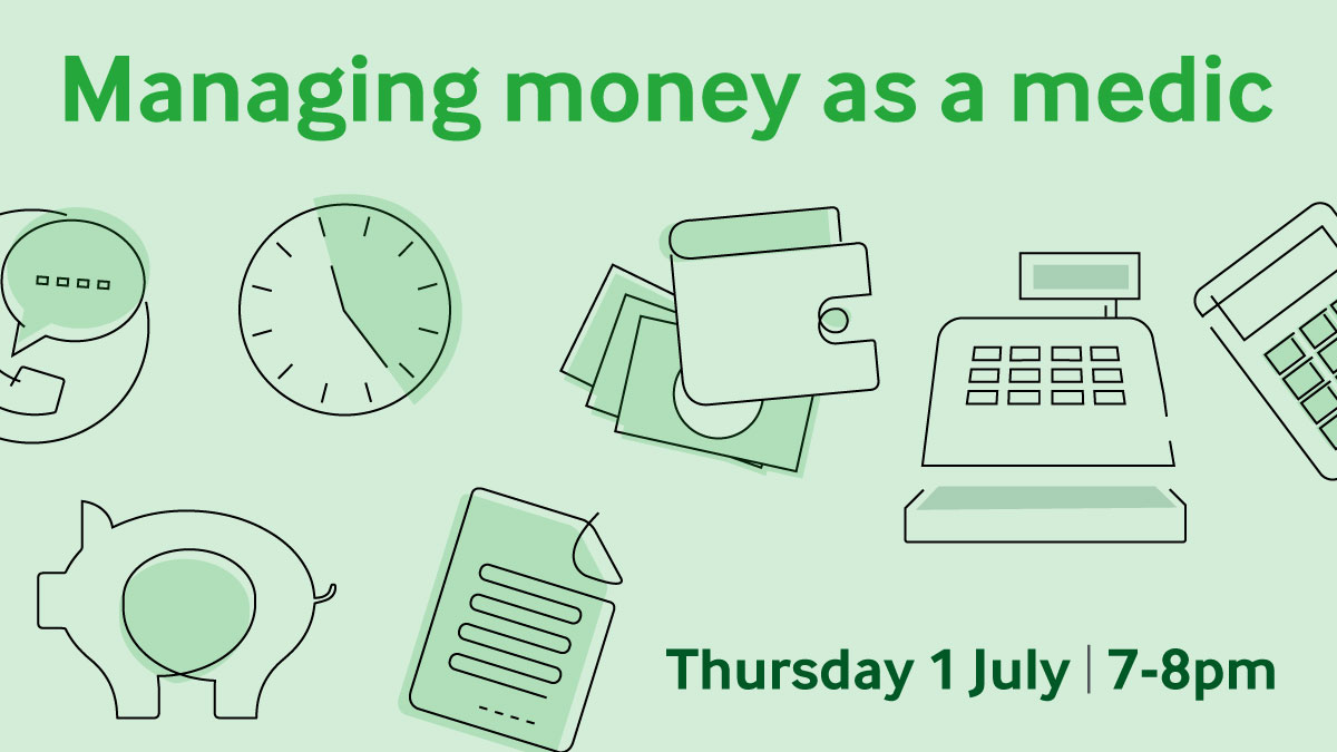 'Managing money as a medic' 
Final year students - learn how to manage your money as an FY1, we'll guide you through your first pay slip and demystify key money matters. Book your place today - Thursday 1 July 7-8pm 
bma.org.uk/events/managin…
<a href="/KeeleMedSchool/">Keele Medical School</a> <a href="/warwickmed/">Warwick Med School</a> <a href="/UoB_BMLS/">Birmingham Medical Leadership Society</a>