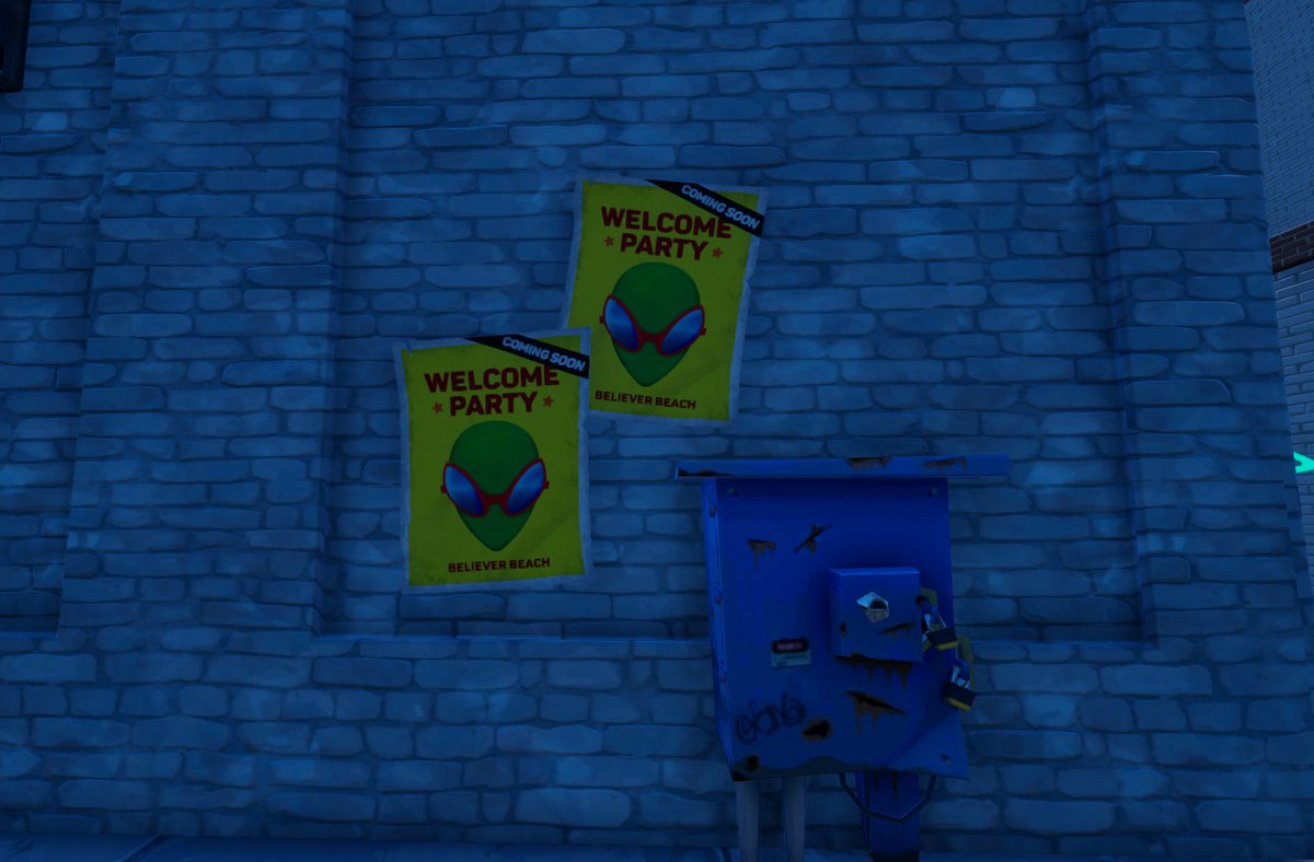 FortTory's tweet photo. There is a poster in game teasing a 'Welcome Party' for the Aliens

"COMING SOON" https://t.co/bMr16xT5wd