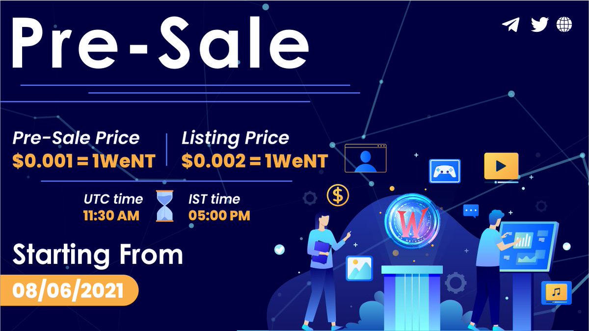 WeNetwork_WeNT's tweet photo. 🧨🧨Pre-sale Started🧨🧨

💵 Pre-sale Price : $0.001 Per WeNT
💵 Listing Price :    $0.002 Per WeNT

Buy Now :- https://t.co/DcxTz70ZAJ

Together to the future WeFamily... https://t.co/r58ad19VYG