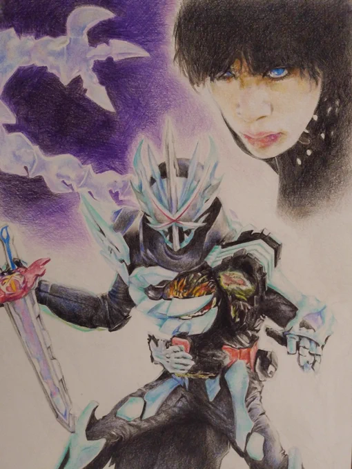 今さらながら暴走フォーム。かっこよかった。

それぞれの被写体をもう少し大きめに描けば良かったなと後悔しました。
時間がかかったわりに反省点の多いイラストになりました。

#仮面ライダーセイバー
#プリミティブドラゴン #模写 
#色鉛筆イラスト #アナログイラスト 