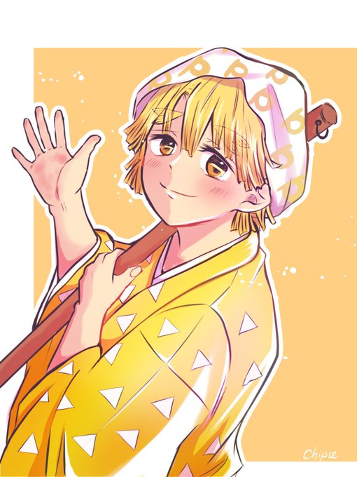 ち🐶ぷ🌟さんがTwitterに投稿した我妻善逸(鬼滅の刃)のイラスト。
