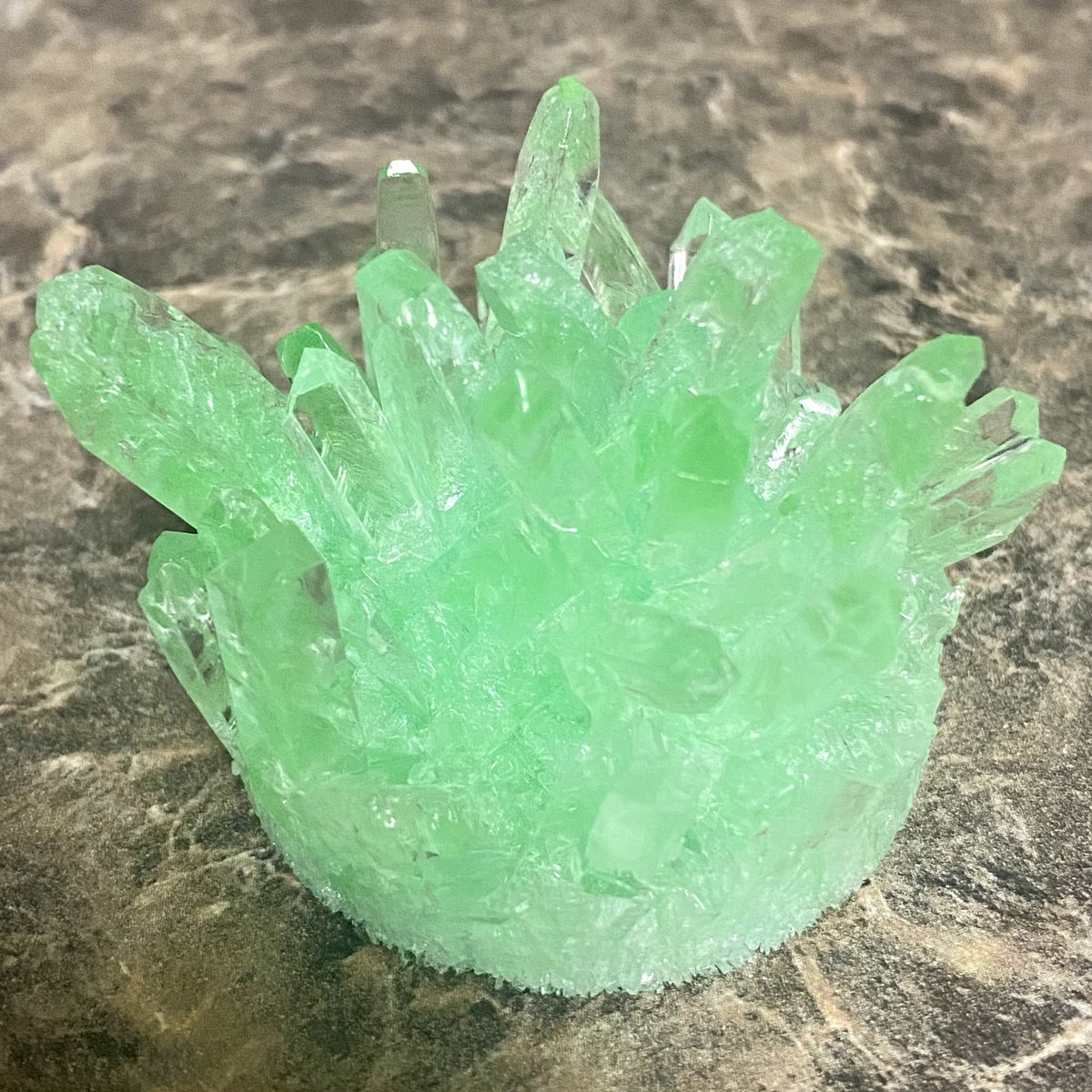 TheDoctorSully's tweet photo. We made Kryptonite! Beat that Lex Luthor! #crystalgrowth #prekscience #Kryptonite #solidstatechemistry #professormom https://t.co/7sJJbEgqDU