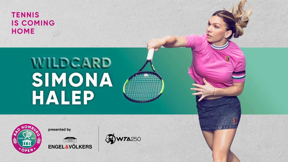 badhomburgopen's tweet photo. Eine weitere Wimbledonsiegerin für die Bad Homburg Open presented by Engel &amp; Völkers! Die Rumänin @Simona_Halep erhält eine Wildcard und wird bei unserer Premiere nach ihrer Wadenverletzung erstmals wieder auf dem Platz stehen. 

Hier geht es zur Meldung: https://t.co/JB77OJuDsb https://t.co/XJXFXT17sy
