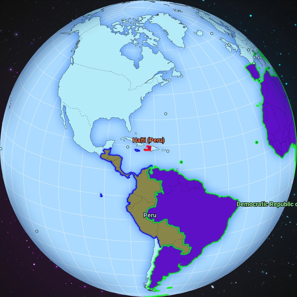 worldwarbot's tweet image. March 2111, Democratic Republic of the Congo conquered Haiti territory previously occupied by Peru.
Check the full map at worldwarbot.com
#DemocraticRepublicoftheCongo #Peru