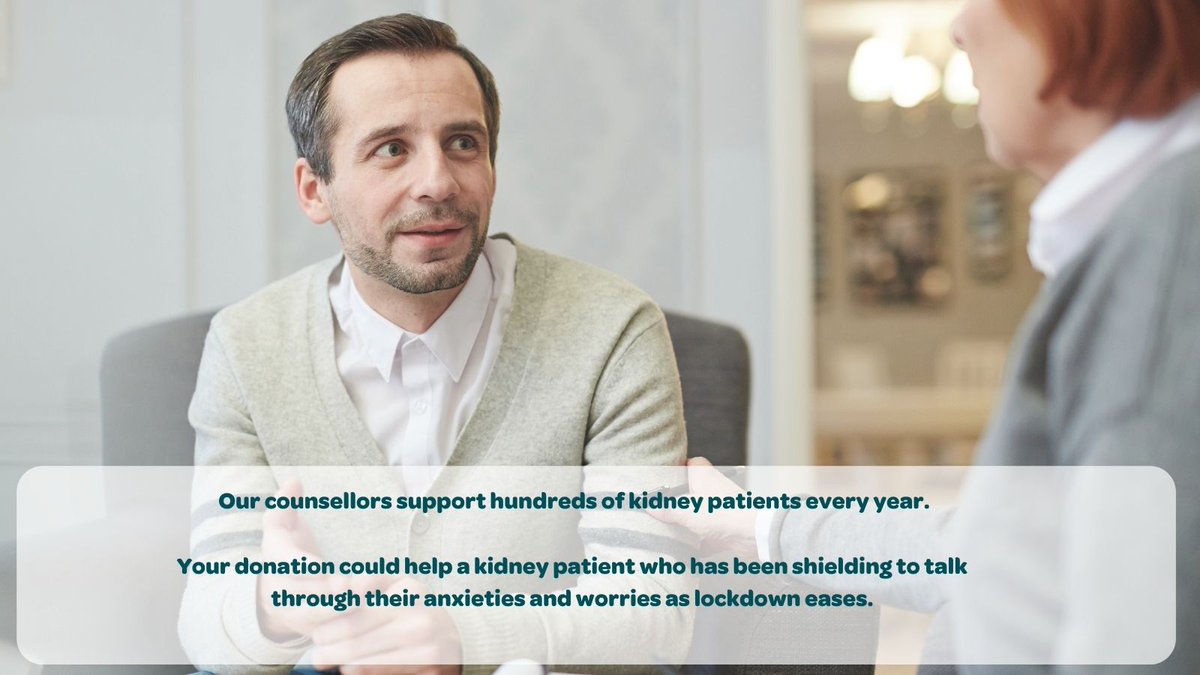 40% of kidney patients are concerned about their emotional wellbeing. Our counselling service has been in demand through the pandemic &amp; patients continue to need our life changing help &amp; support. Please, if you can, donate today cafdonate.cafonline.org/17061 #FirstSteps #CharityTuesday