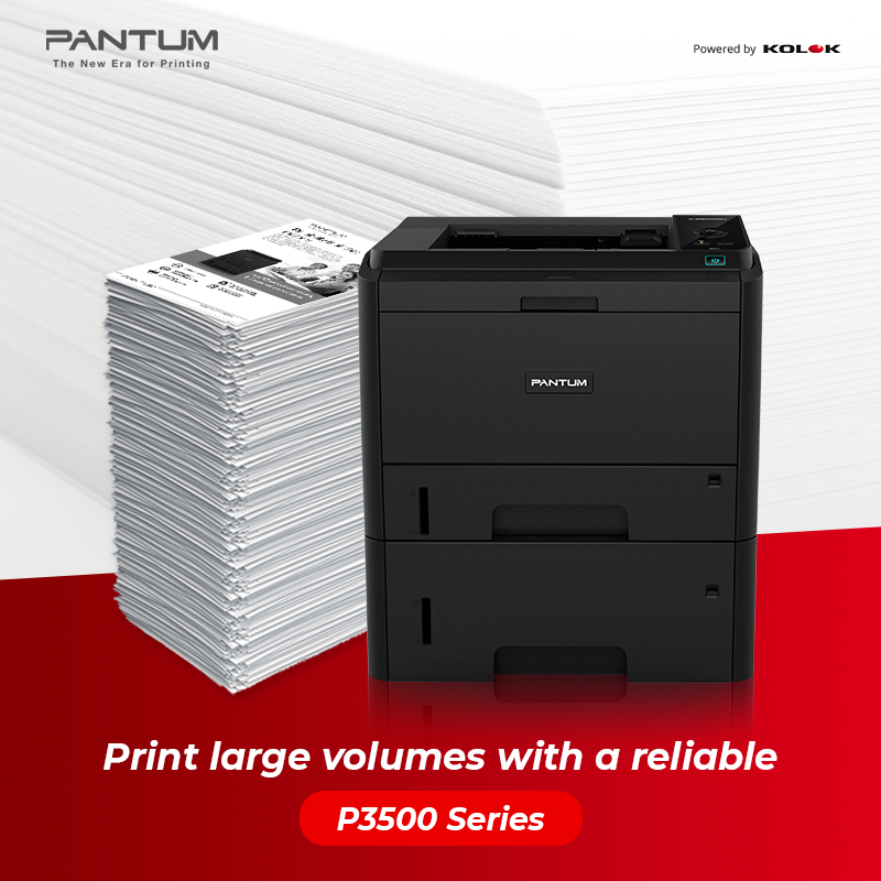 Pantum_SA's tweet photo. Push serious volumes with the P3500. This big boy prints at 33ppm (A4), and with the 2 optional 550pg trays, has a total input of 1410pages! That plus a recommended monthly print volume of 5000 pages, makes this printer our top pick for #SMB &amp; #MLB.
#business #efficiency https://t.co/B0e62ZbJXZ