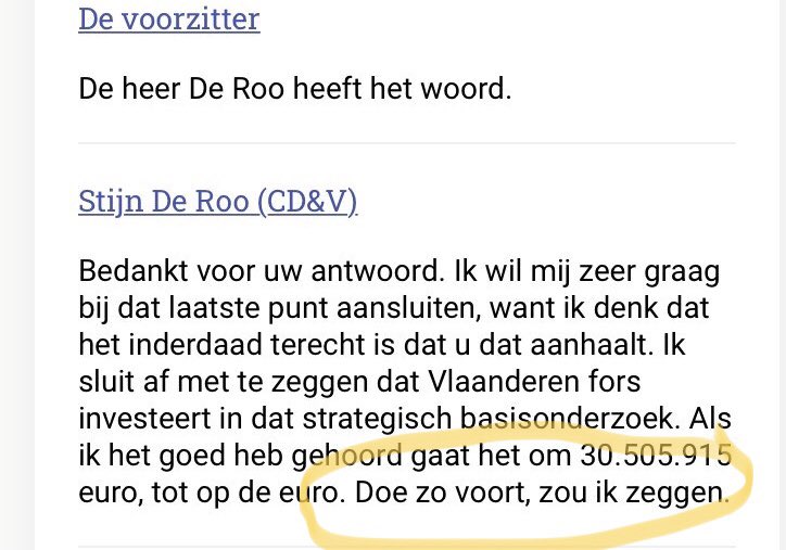 Hoezo ‘Doe zo voort’, <a href="/Stijn_DR/">Stijn De Roo</a>? In 2019 was er nog 60 miljoen beschikbaar voor Strategisch Basis Onderzoek (SBO) bij het FWO! ‘Doe zo voort’ met het halveren van de budgetten? <a href="/crevits/">Hilde Crevits</a> <a href="/FWOVlaanderen/">FWO</a>